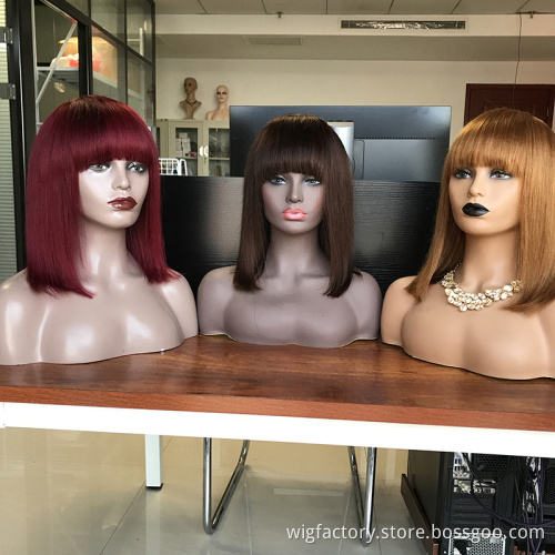 factory cheap price machine made human wig,blonde color vigin brazilian human hair short bob wigs,613 color machine made wigs